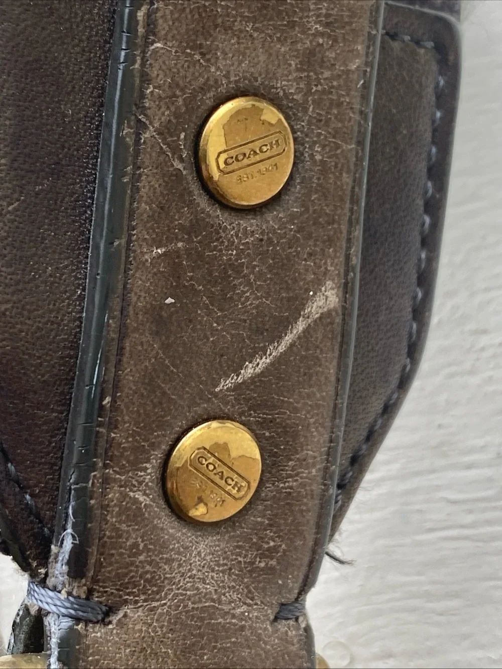Coach 70th Anniversary Bleeker Messenger Bag Embossed Ticking Stripe Vintage